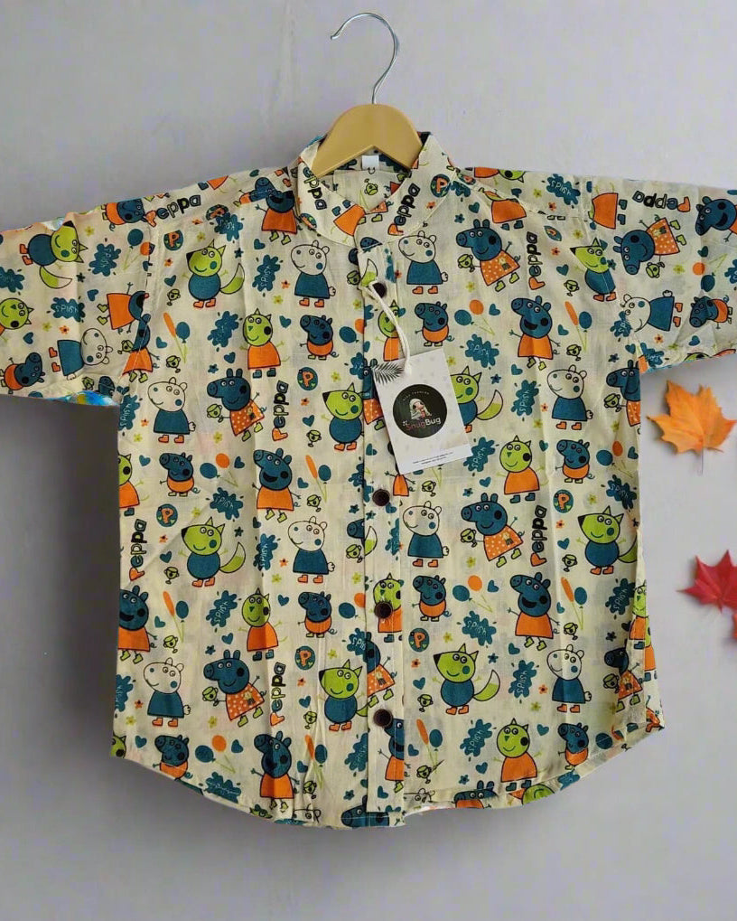 SnugBug peppa printed Kids Cotton shirt