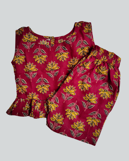 Pure Cotton Girls Light weight sleeveless shorts set