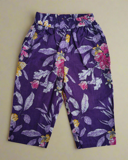 Girls Cotton Sleeveless Purple Co-ordSet