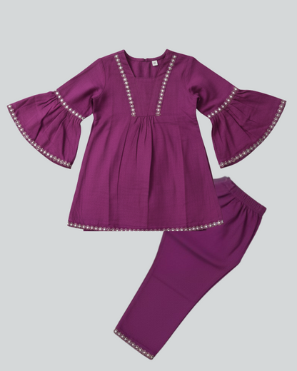 SnugBug Slub Cotton three-fourth top with elasticated pant