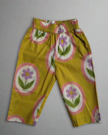 Girls pure cotton Dori Co-ord set in Yellow Color