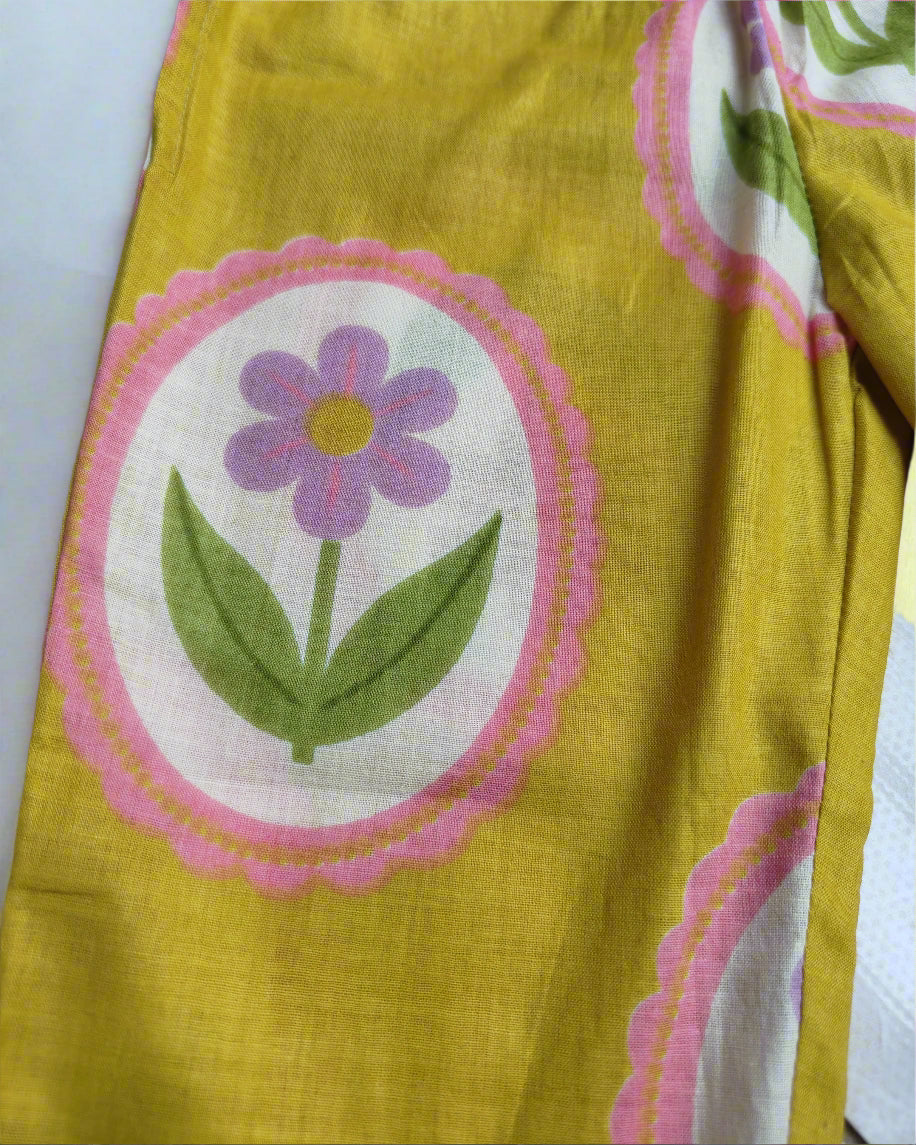 Girls pure cotton Dori Co-ord set in Yellow Color