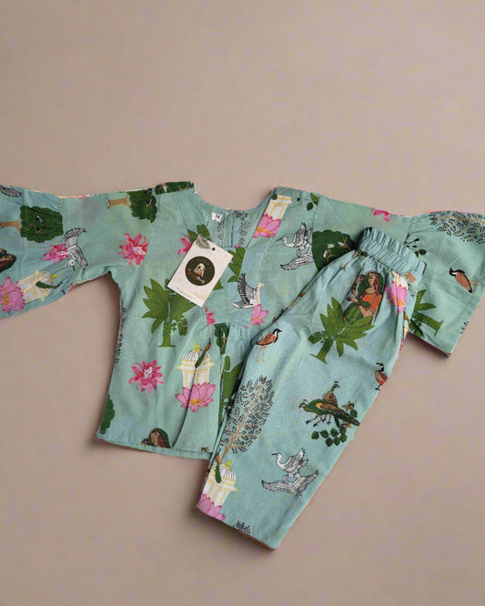 Girls Cotton Co-ord Set – Handblock Printed Summer Outfit