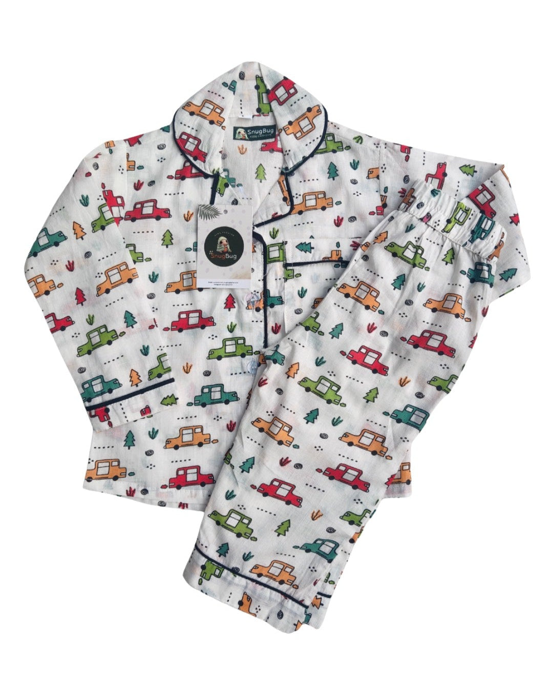 Car Printed pure cotton fll sleeve night suit set for boys and girls 